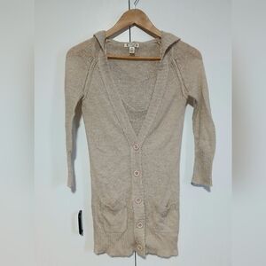Aphorism Oatmeal Wool Blend Hooded Button Up Cardigan Women’s Small